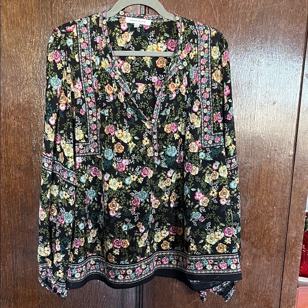 Rose & Olive Multicolor Floral Blouse